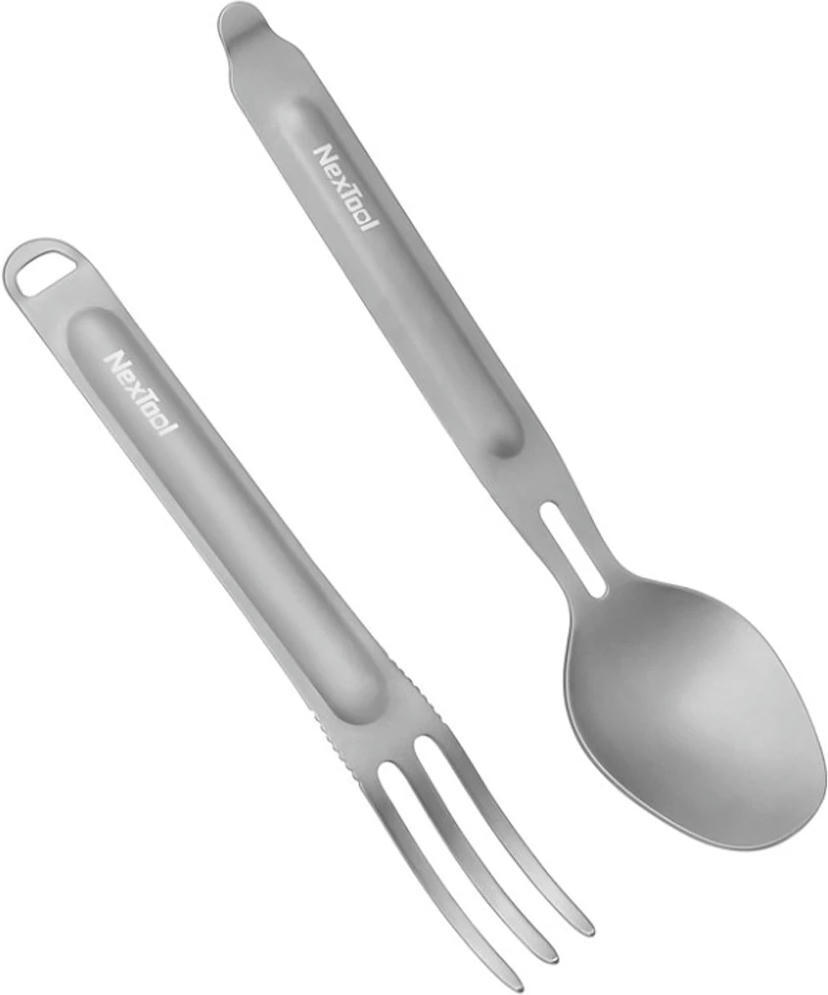 Туристичний набір ложка-виделка NexTool Titanium Tableware Set титанфото4