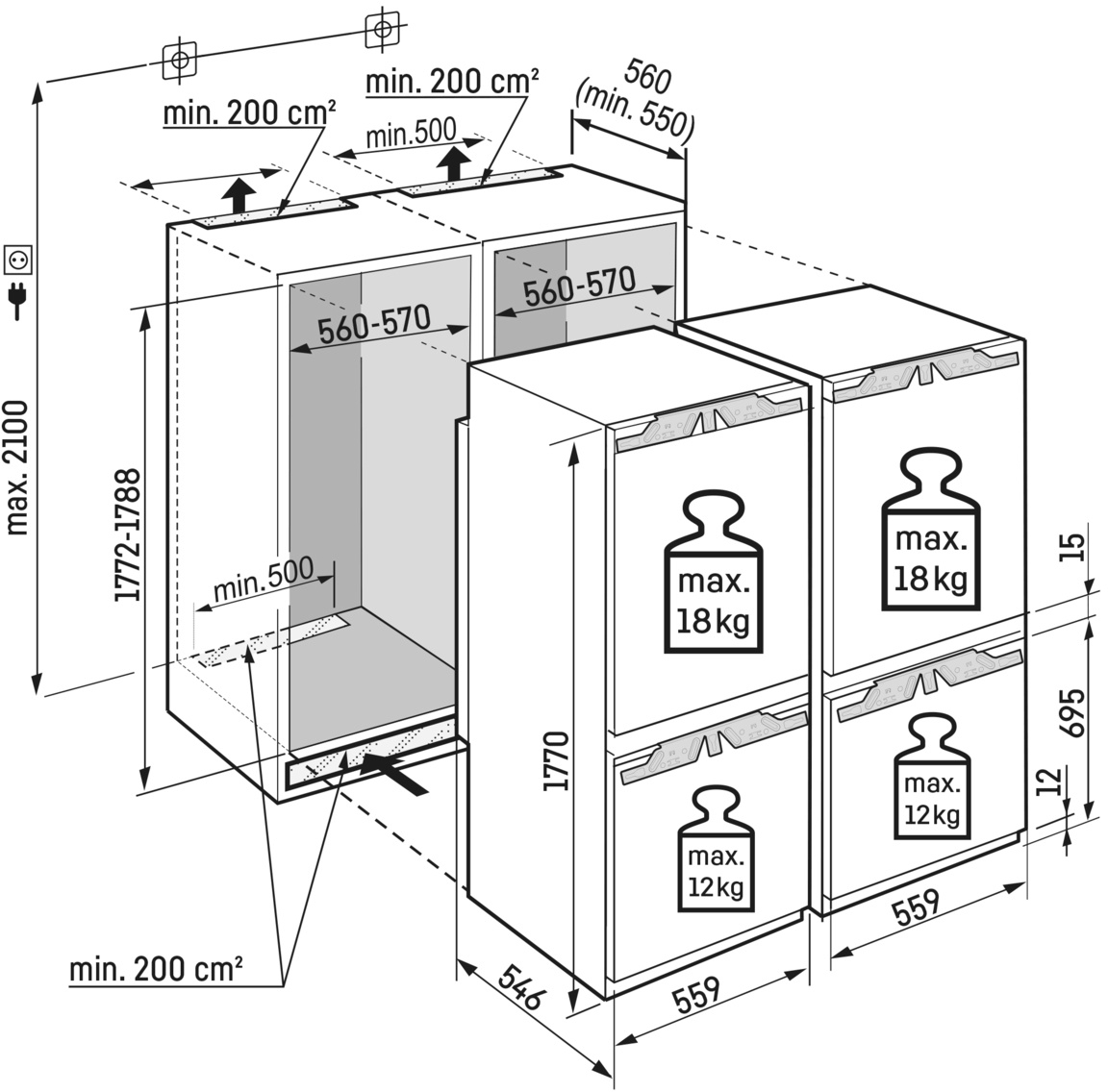 Встраиваемый холодильник Liebherr многодверный IXCC515522 фото 2
