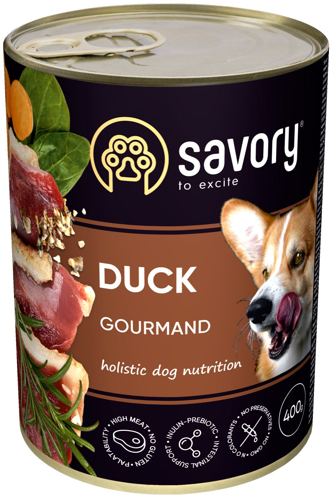 Набір вологих кормів 5+1 для дорослих собак усіх порід Savory Dog Gourmand Duck паштет з качкою 400 гфото