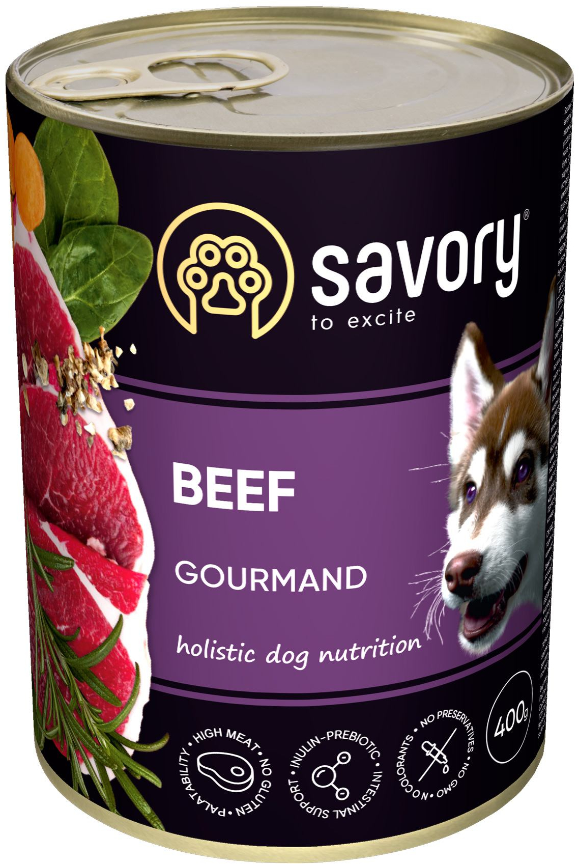 Набір вологих кормів 5+1 для дорослих собак усіх порід Savory Dog Gourmand Beef паштет з яловичиною 400 гфото