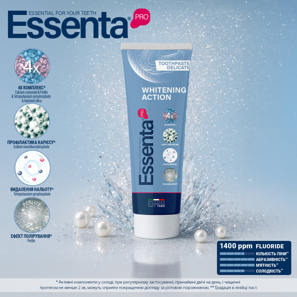 Зубна паста Essenta Pro Whitening Action 75 млфото4
