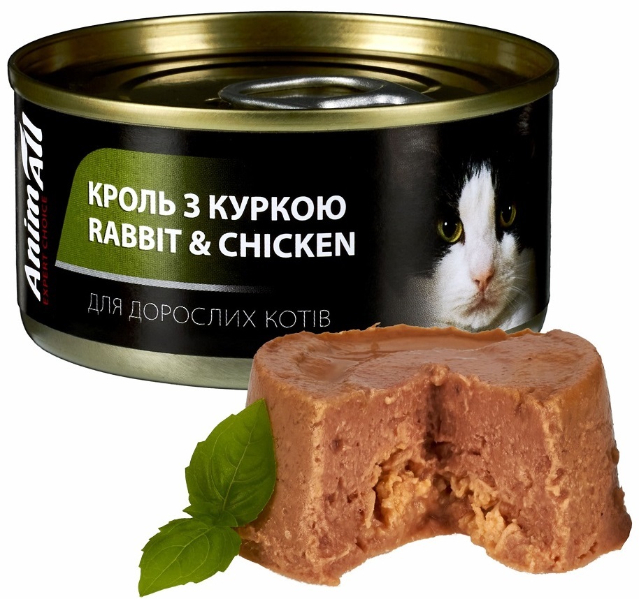 Вологий корм для котів AnimAll з кролем та куркою 80 гфото2