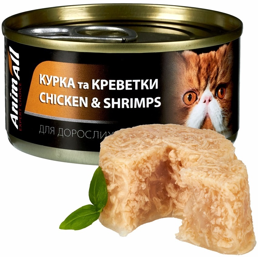 Вологий корм для котів AnimAll курка з креветками 85 гфото2