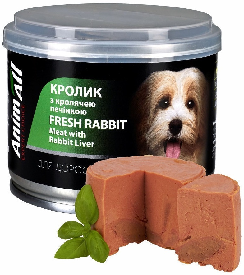 Влажный корм для собак AnimAll с кроликом и кроличьей печенью 195 г фото 2