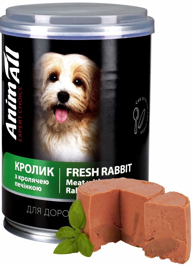 Влажный корм для собак AnimAll с кроликом и кроличьей печенью 375 г фото 2
