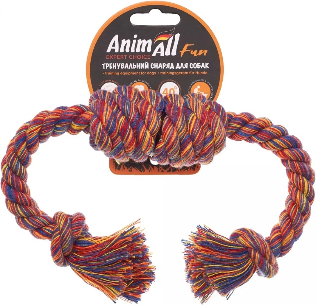 Іграшка AnimAll Fun Канат бочка з двома вузлами 33 смфото3