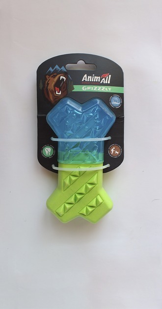 Іграшка AnimAll GrizZzly Охолоджуюча для зубів холодна кістка синьо-зеленафото2