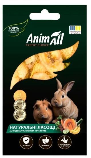 Лакомства для грызунов AnimAll сушеные яблоко и банан 30 г фото 2