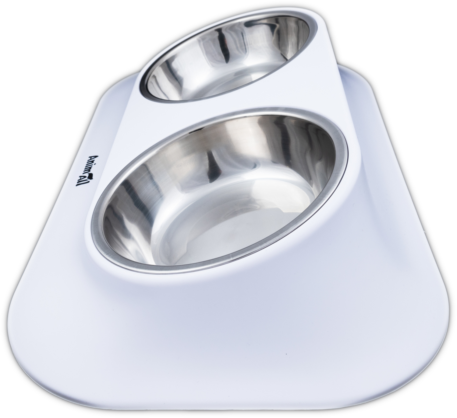 Миска AnimAll металлическая белая двойная 420 мл на подставке фото