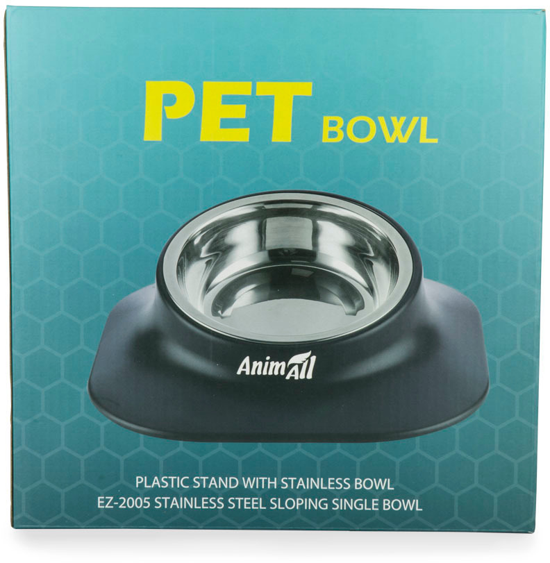 Миска AnimAll металева чорна 420 мл на підставціфото3