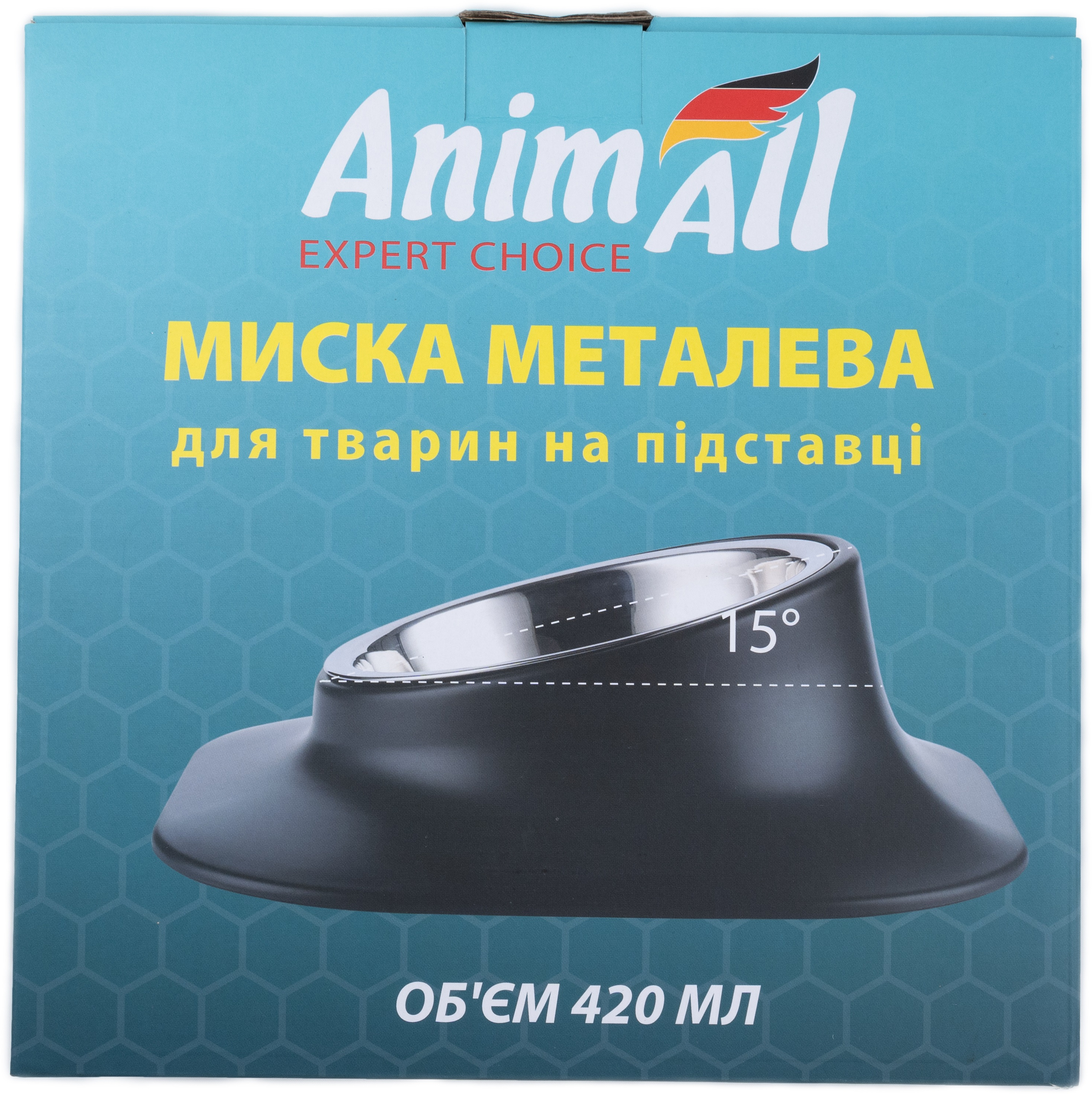 Миска AnimAll металева чорна 420 мл на підставціфото4