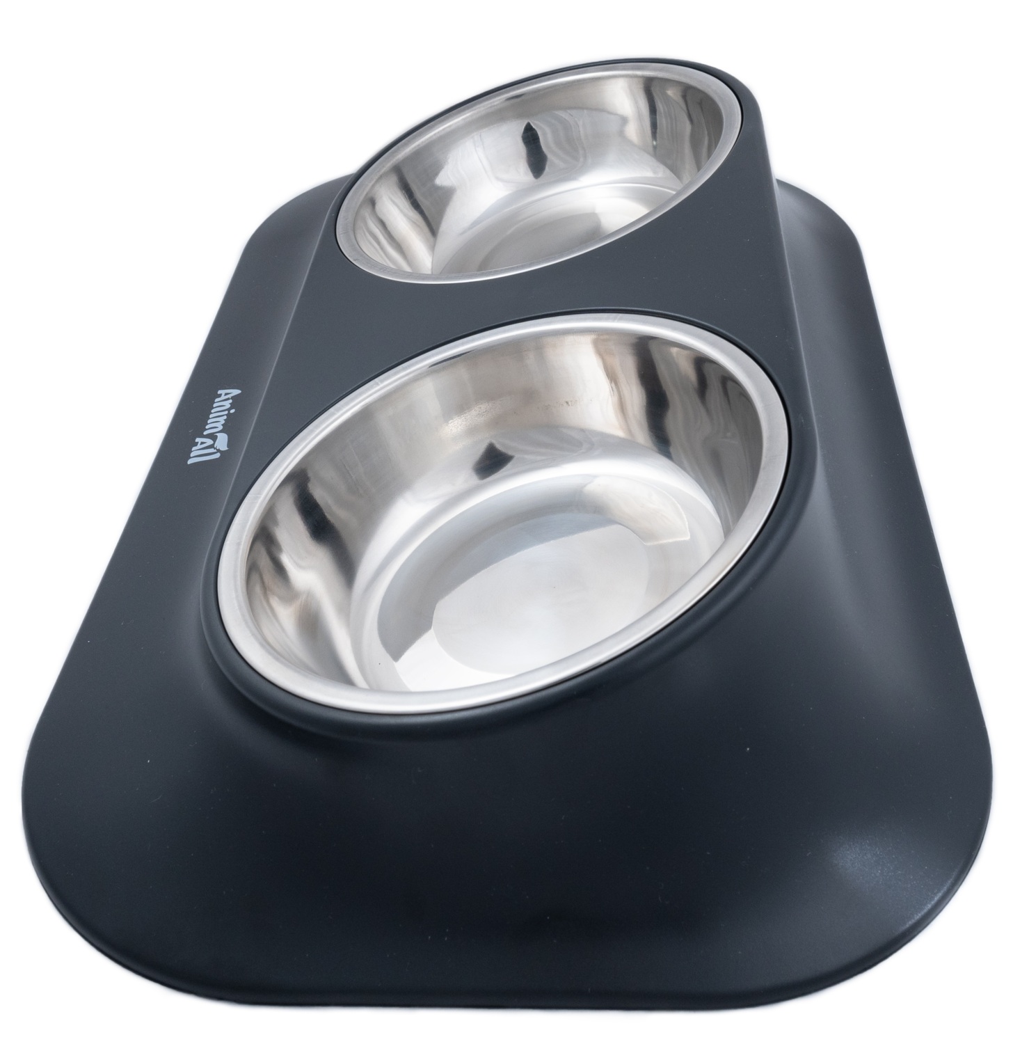 Миска AnimAll металлическая черная двойная 420 мл на подставке фото