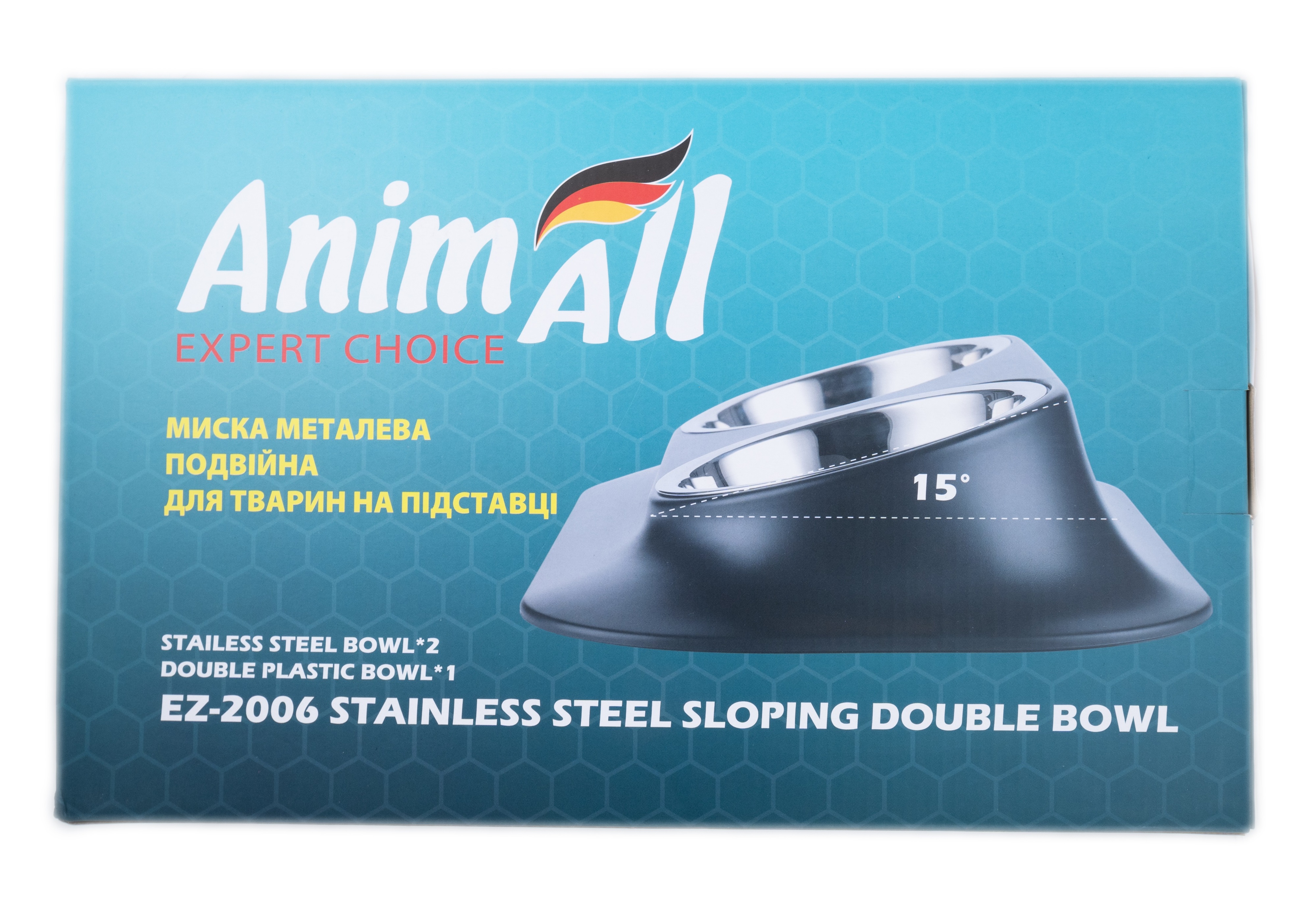 Миска AnimAll металлическая черная двойная 420 мл на подставке фото 3