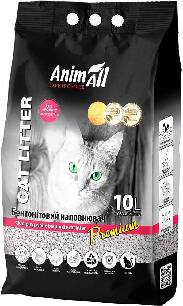 Наповнювач AnimAll Бентонітовий білий 10 л без ароматуфото