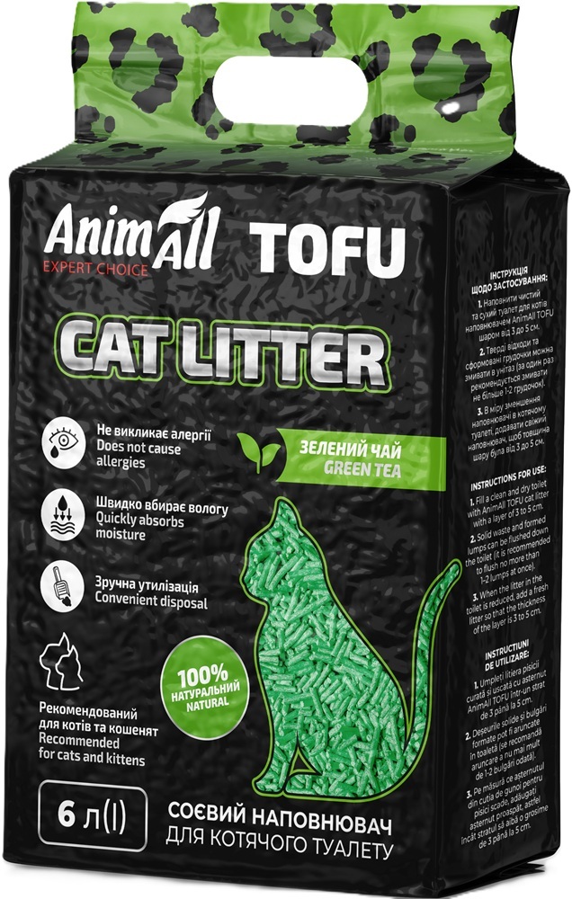 Наповнювач AnimAll Тофу зелений чай 2,6 кг/6 літрівфото