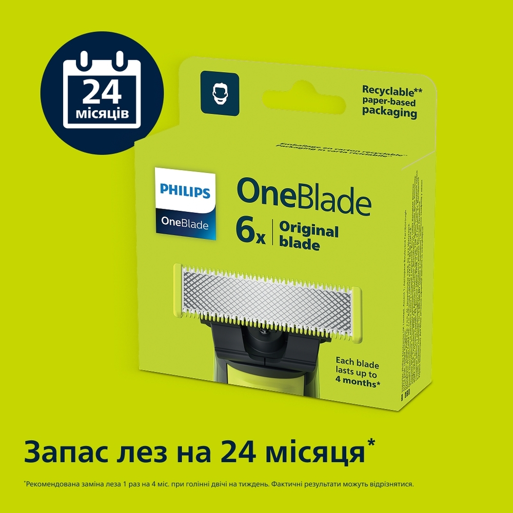 Сменные лезвия PHILIPS OneBlade QP260/50 (6 шт) фото 4