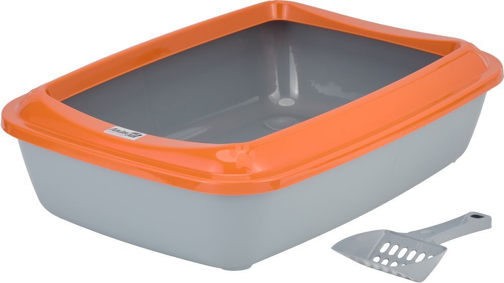 Туалет для кошек AnimAll оранжевый с лопаткой CNR-106 50x37x13.5 см фото 6