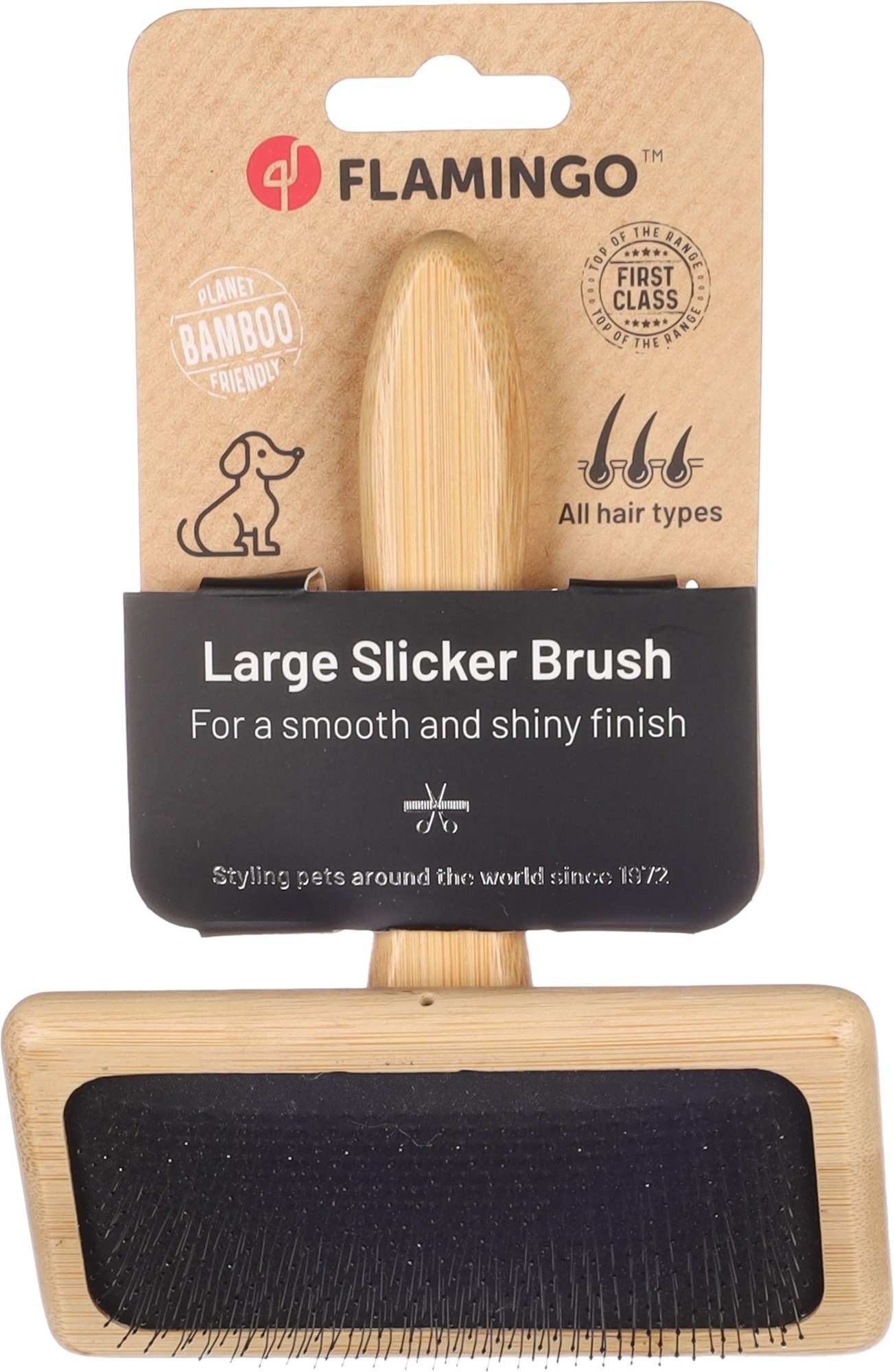 Щітка-пуходерка для собак Flamingo Bamboo L 16 х 12.2 смфото2