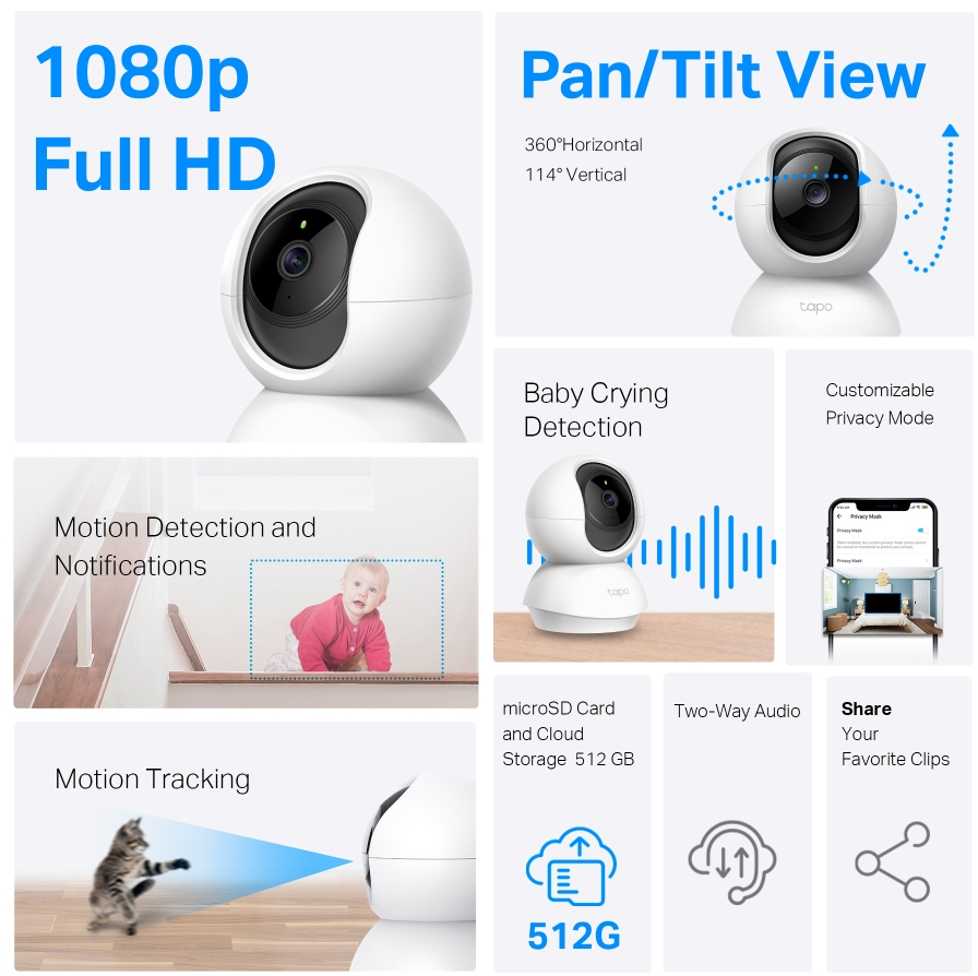 IP-Камера TP-LINK Tapo C200C FHD N300 microSD motion detection, 9x zoom (TAPO-C200C)фото3