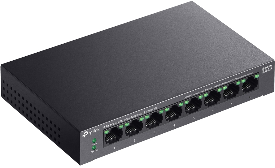 Комутатор TP-LINK LS108GP 8xGE (8xPoE), 62 Вт (LS108GP)фото3