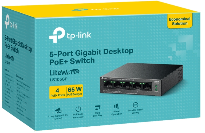 Комутатор TP-LINK LS105GP 5xGE (4xPoE), 65 Вт (LS105GP)фото4