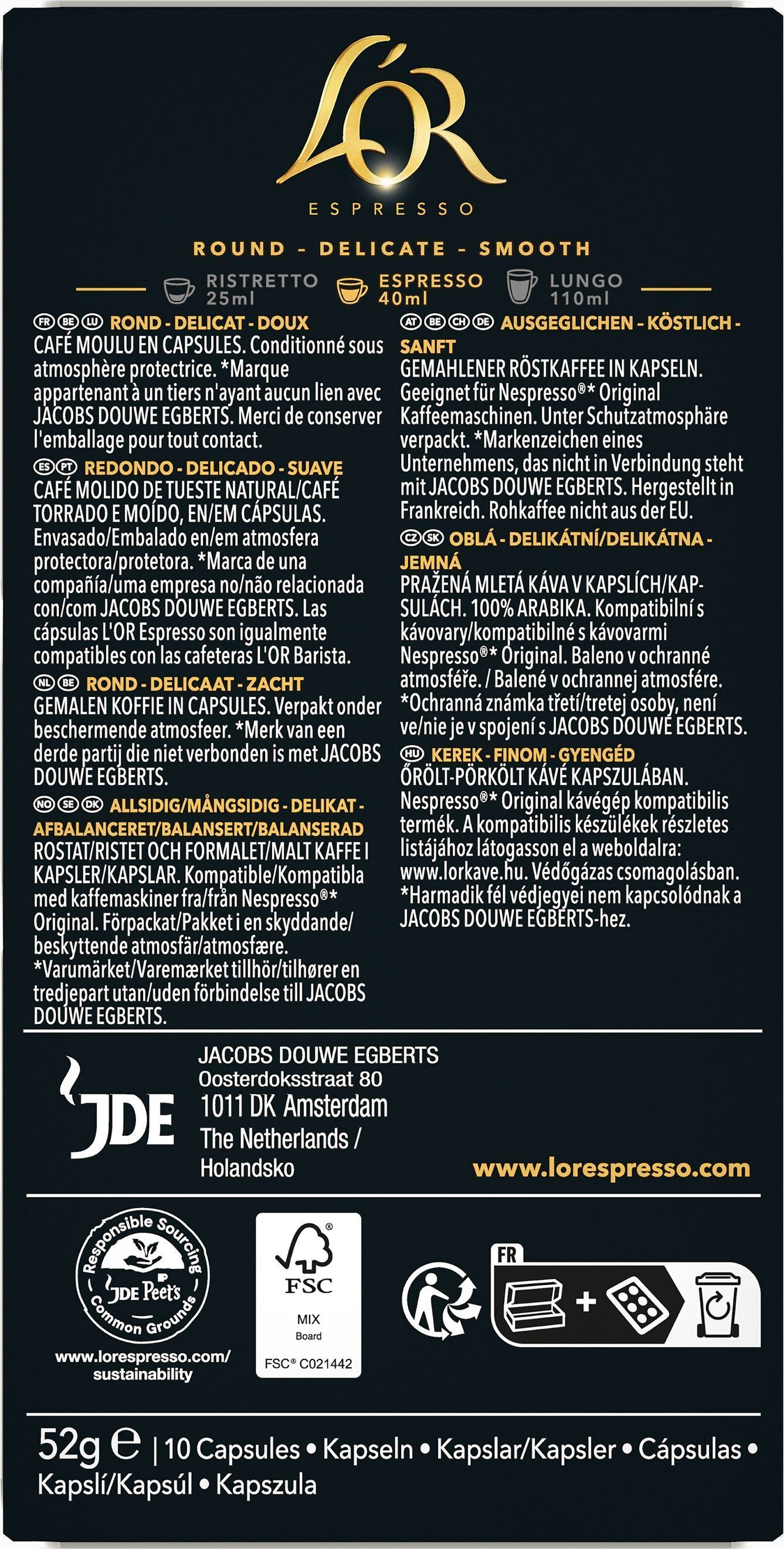 Кофе L`OR капсулы Espresso Biondo, 100% арабика, 10шт, Nespresso фото 3