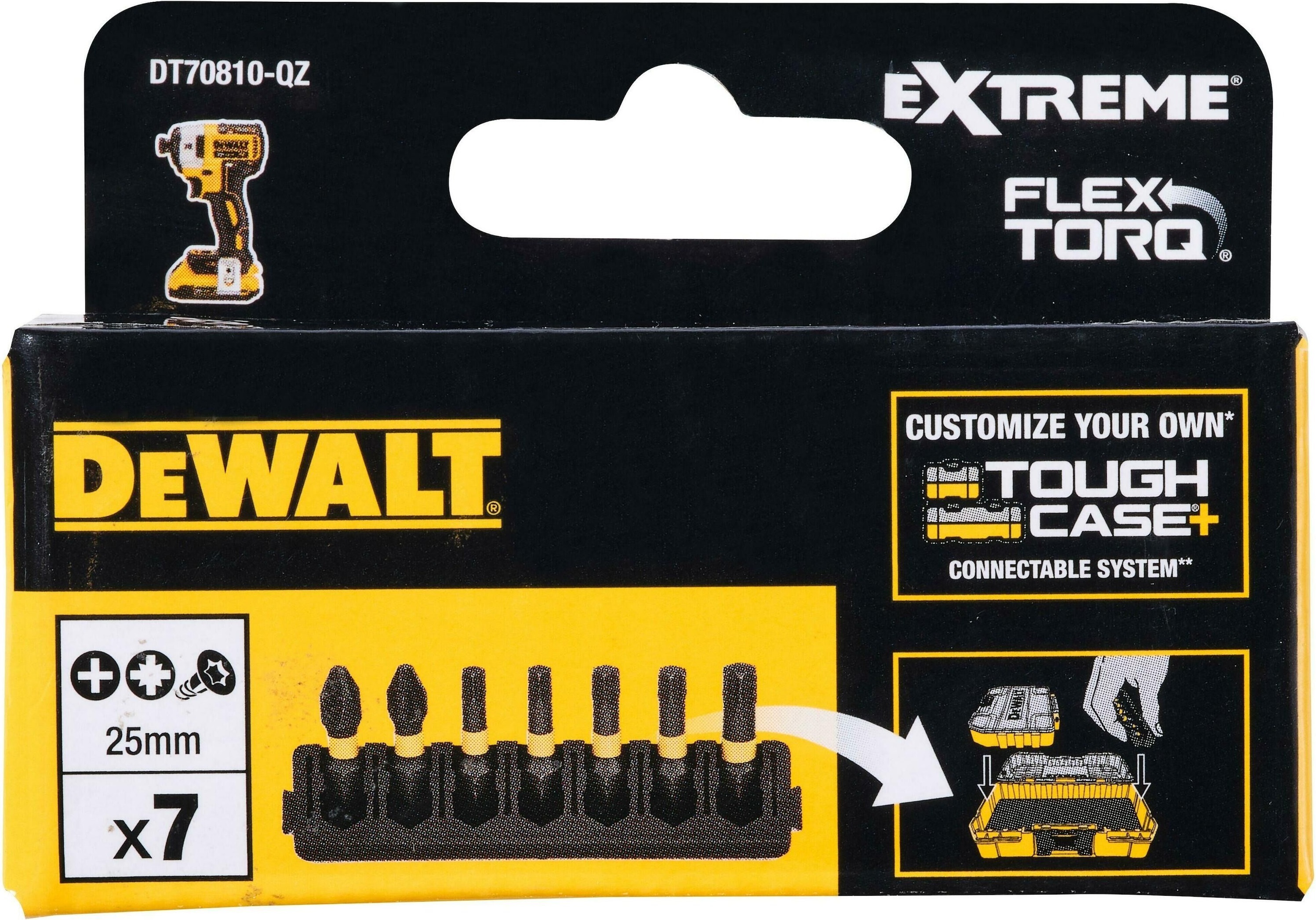 Набор бит DeWalt FlexTorq 25 мм, 7шт (DT70810) фото 