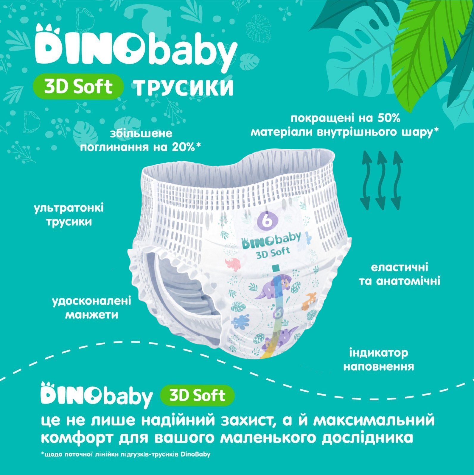 Підгузки-трусики Dino Baby 3D Soft 6 розмір 16-24 кг 28 шт фото5