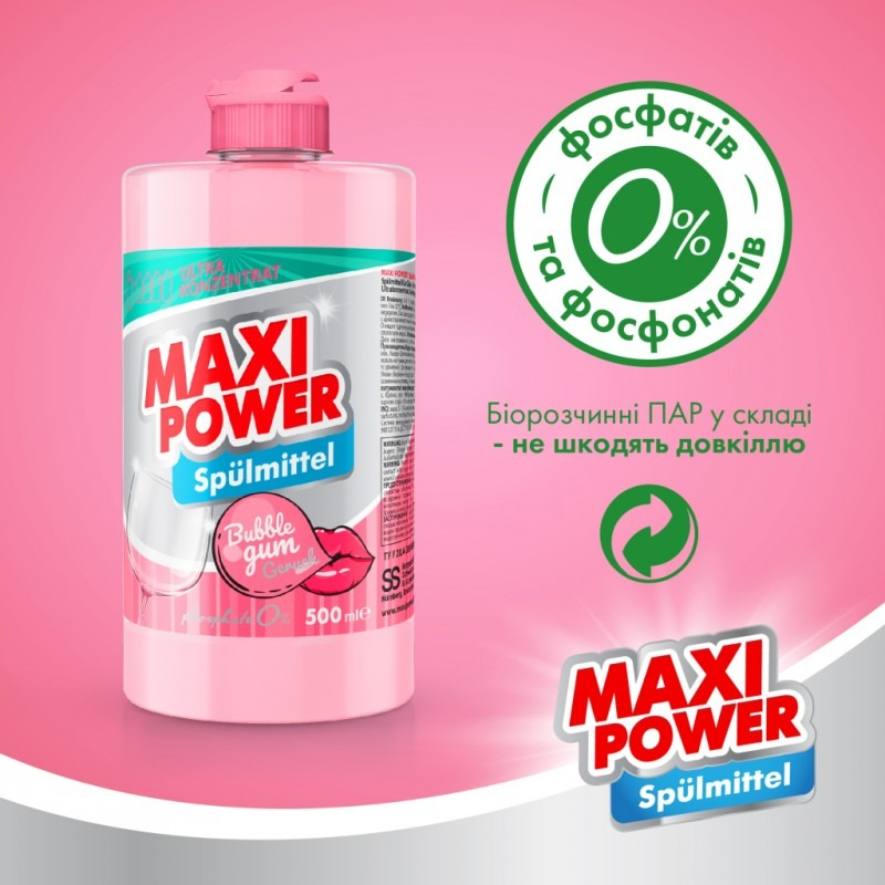 Засіб для миття посуду Maxi Power Бабл Гам 500 млфото3