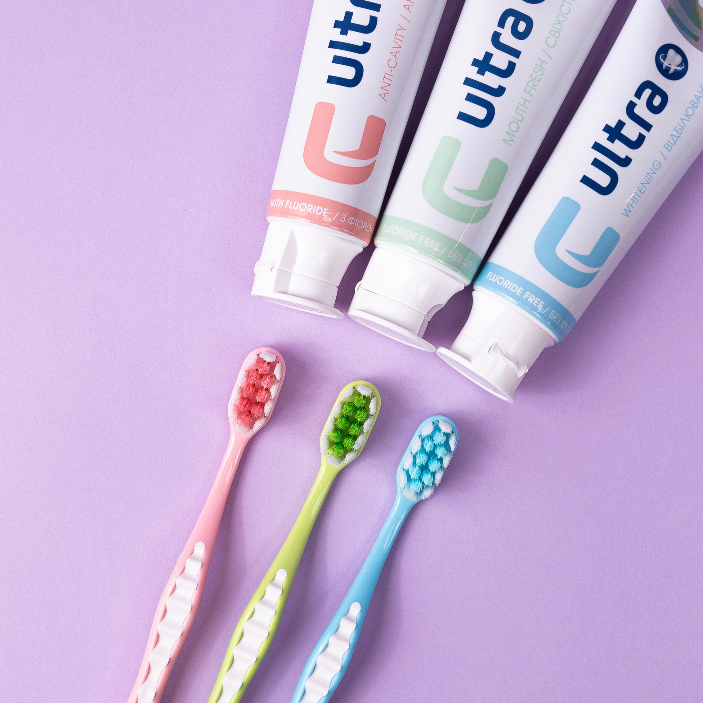 Зубная щетка Fesco Expert Clean розовая голубая 2 шт фото 