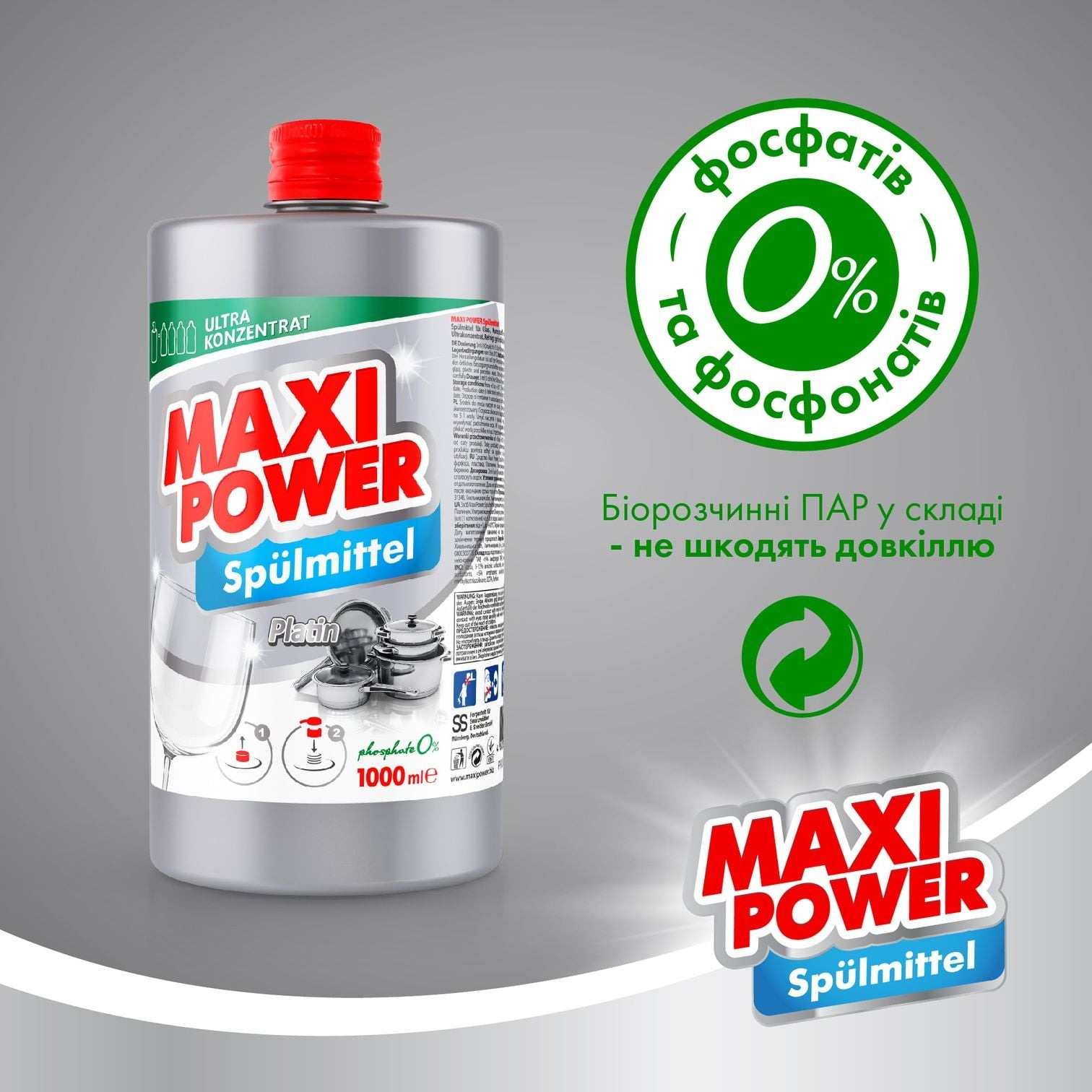 Засіб для миття посуду Maxi Power Платинум запаска 1 лфото3