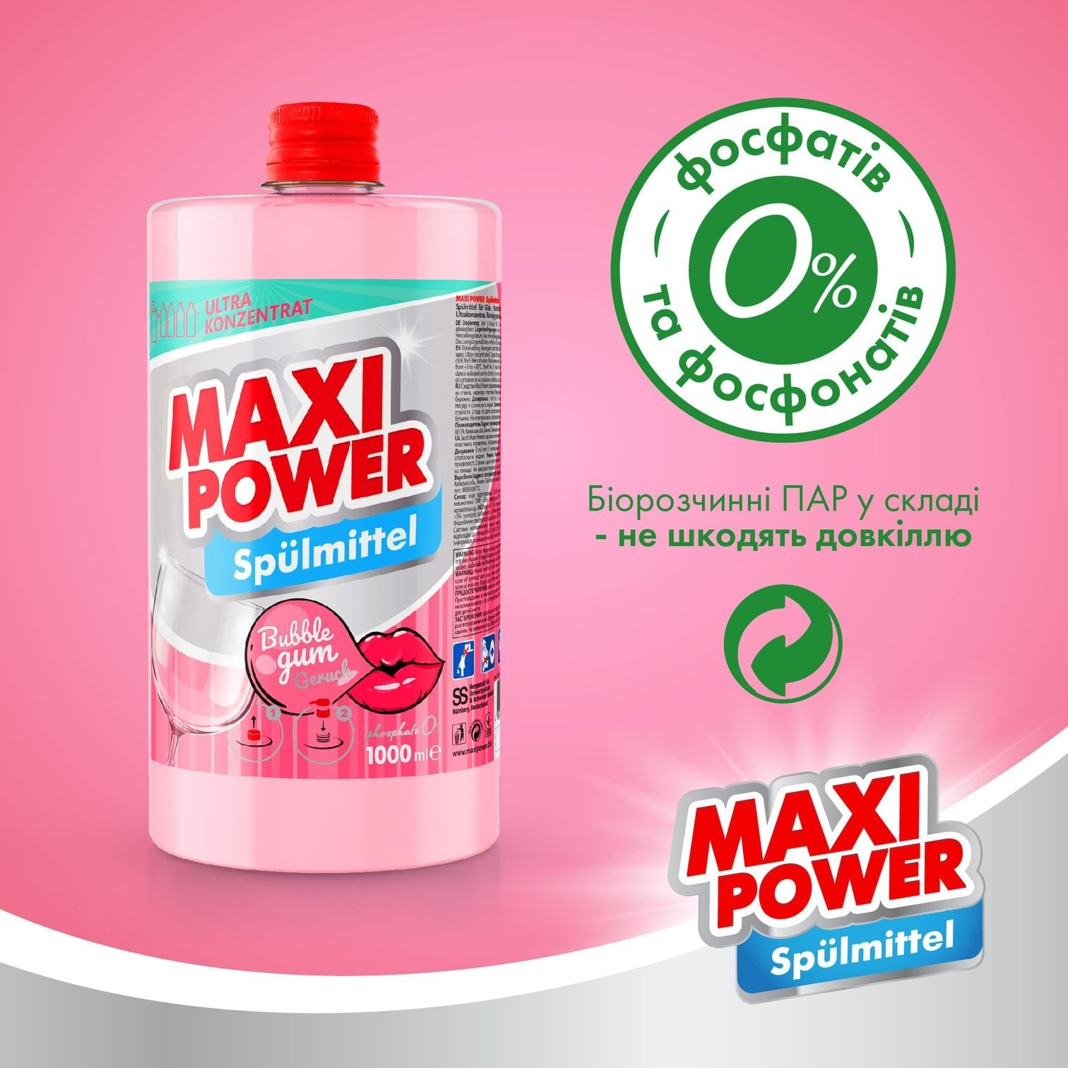 Засіб для миття посуду Maxi Power Бабл Гам запаска 1 лфото3
