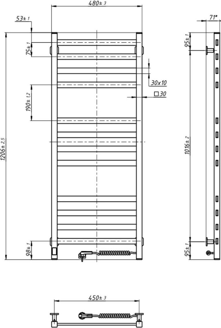 Полотенцесушитель Navin электрический Авангард, 1200х480х71мм Wi-Fi, черный муар, пп (12-228055-4812) фото 2