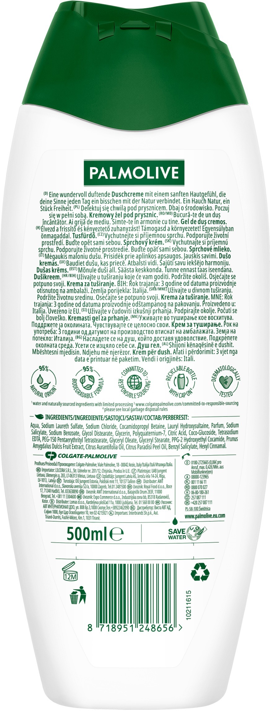 Гель для душу Palmolive Naturals Молочні протеїни для чутливої шкіри 500 млфото2