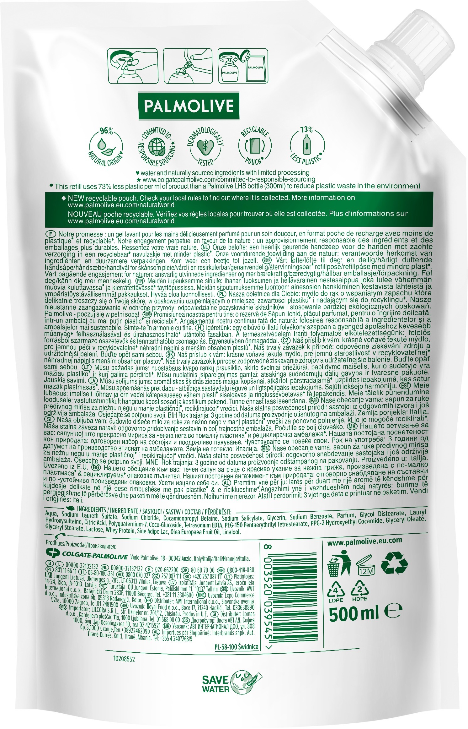 Жидкое мыло Palmolive Naturals Молочко и оливка интенсивное увлажнение 500 мл фото 2