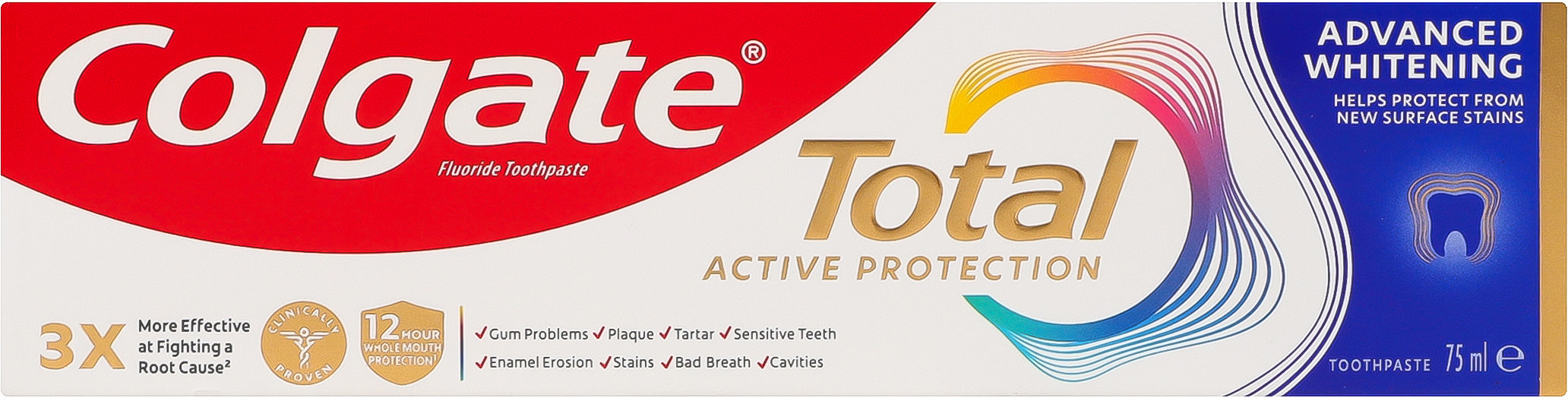 Зубная паста Colgate Total Комплексное отбеливание антибактериальная 75 мл фото 2