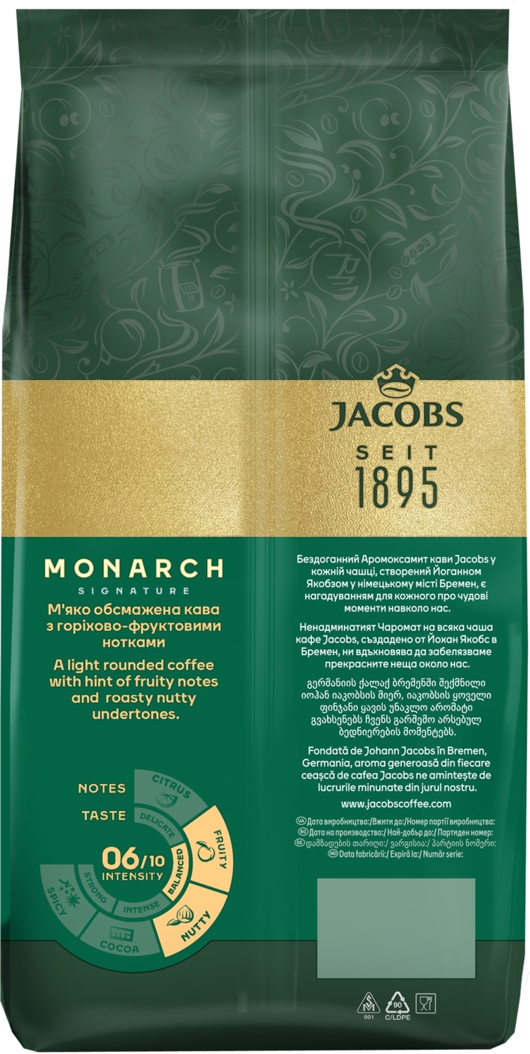Кофе Jacobs зерна Monarch, 1000гр, купаж арабика/робуста фото