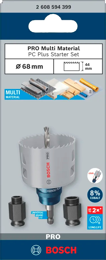 Набор коронок стартовый Bosch Professional Multi Material Power Change Plus 68мм 3шт (2.608.594.399) фото 