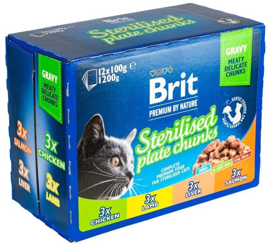 Корм вологий для стерилізованих котів Brit Premium Sterilised Plate Тарілка 12 шт х 100 гфото4