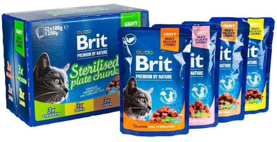 Корм вологий для стерилізованих котів Brit Premium Sterilised Plate Тарілка 12 шт х 100 гфото3