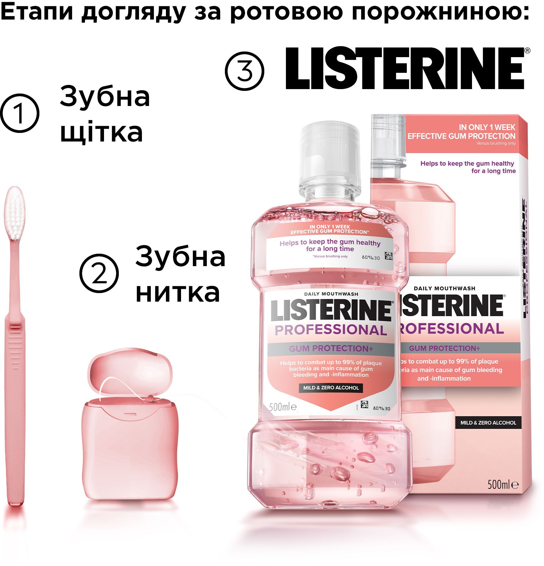 Ополіскувач для ротової порожнини Listerine Професійний Захист ясен 500 млфото