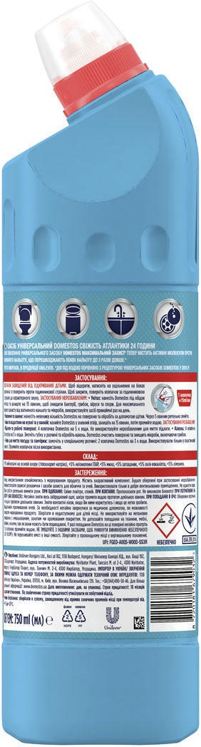Средство для унитаза Domestos Свежесть Атлантики 24 часа универсальное 750 мл фото
