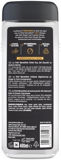 Гель-шампунь для мужчин Le Petit Marseillais Имбирь и кипарис 4в1 400 мл фото 2