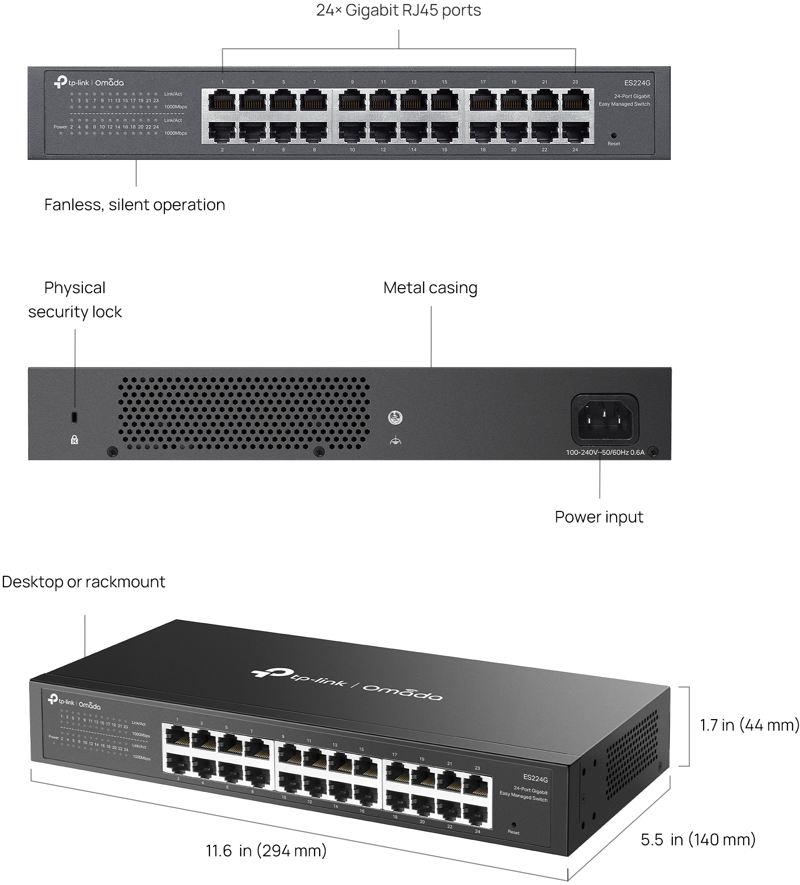 Коммутатор TP-LINK ES224G 24xGE, WebSmart (ES224G) фото 7