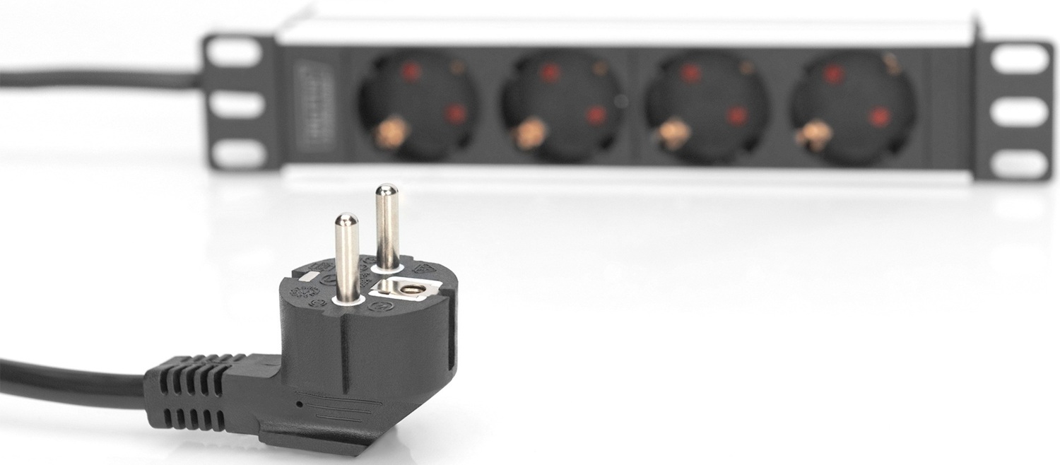Устройство распределения электропитания DIGITUS 10" 1U, 16A, 230V 4xSchuko, вилка Schuko (DN-954180) фото