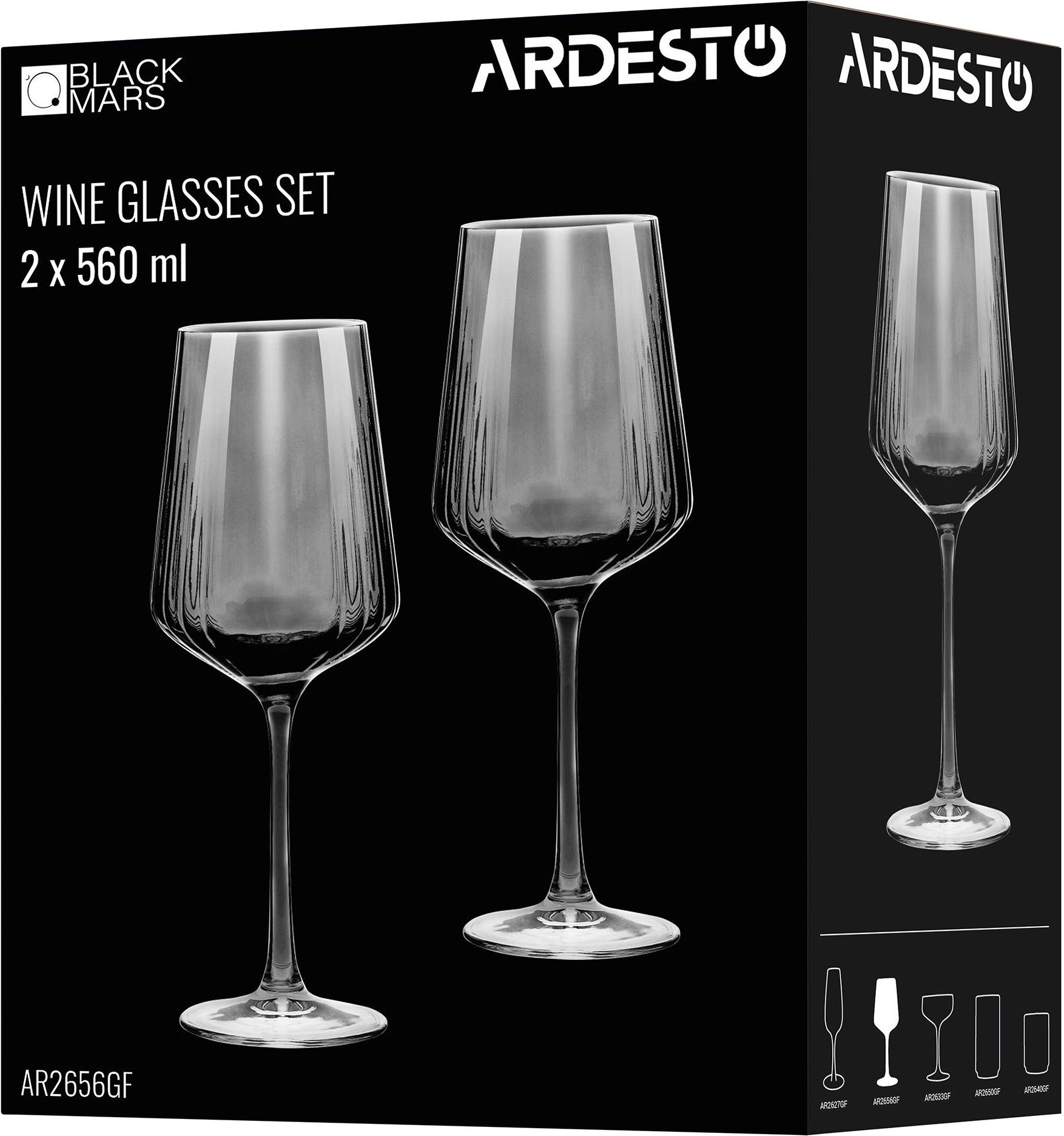 Набор бокалов для вина ARDESTO Black Mars Alcor 560мл, 2шт, стекло, серый (AR2656GF) фото 4