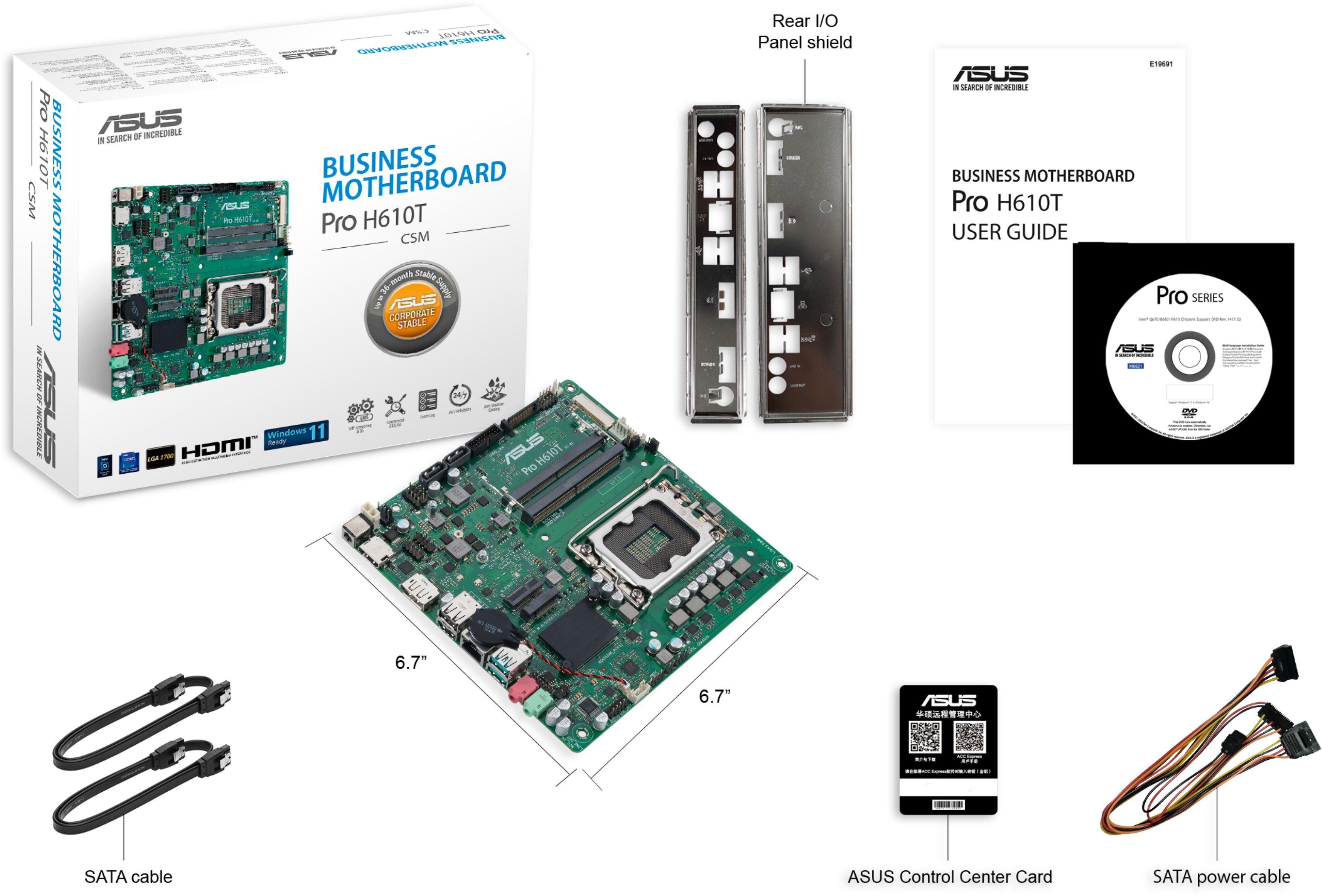 Материнcька плата ASUS PRO H610T-CSM (90MB1G60-M0EAYC)фото