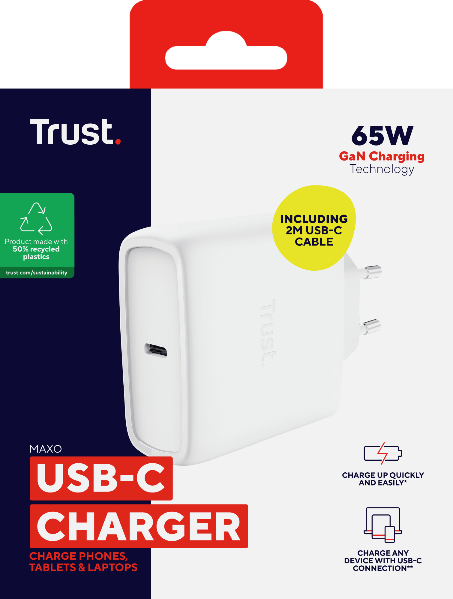 Мережевий зарядний пристрій Trust Maxo 65W GaN USB-C PD/PPS White (25524_TRUST)фото8