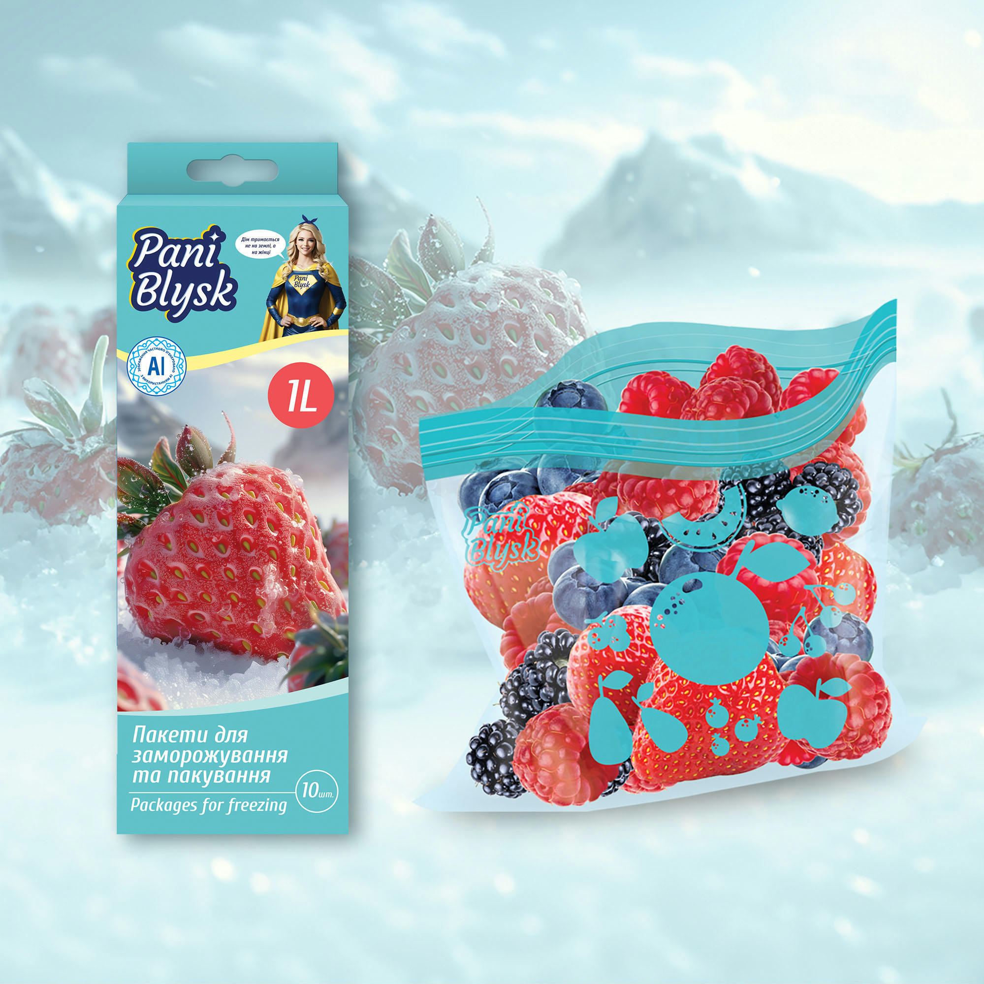Пакеты-зипперы Pani Blysk для хранения и замораживания 1 л 10 шт фото 5