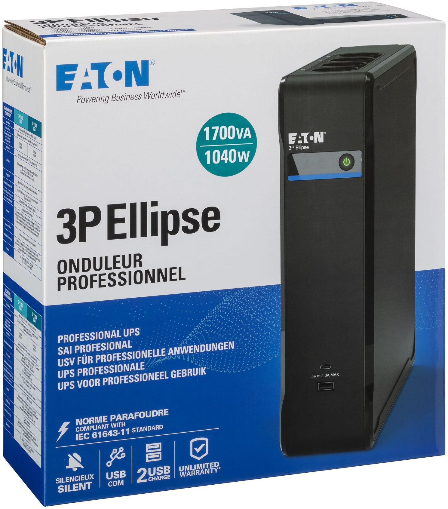 ДБЖ Eaton 3P Ellipse 1700 USB DIN (3P1700UD)фото11